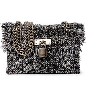 Kurt Geiger London Fabric Black White T Mini Brixton Lock Chain crossbody NWT